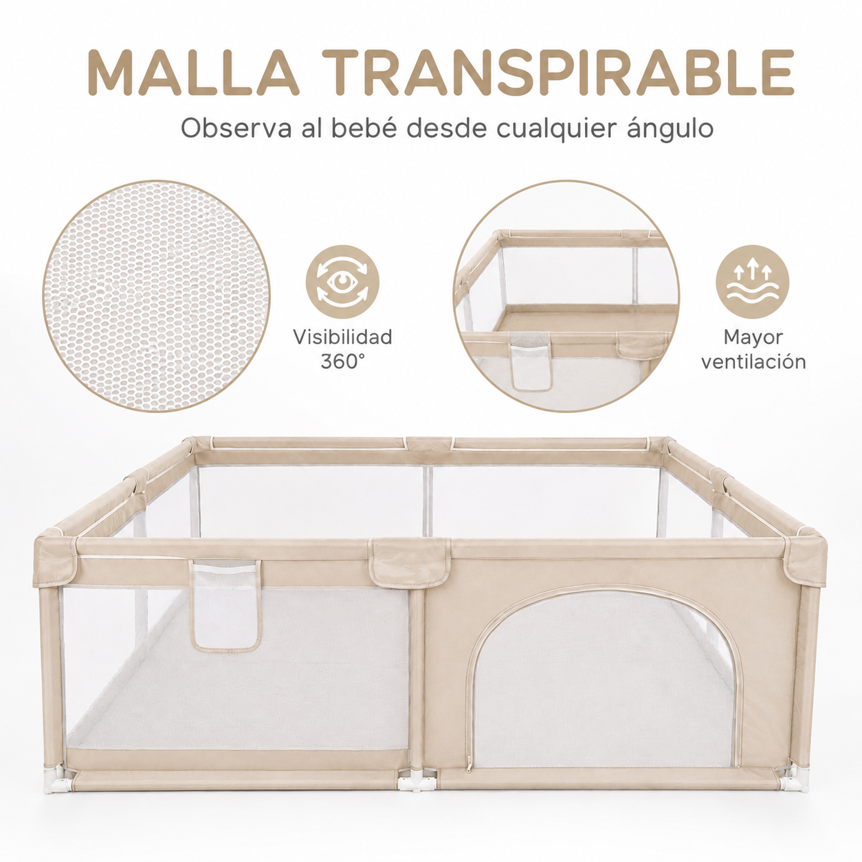 Corral de Juegos Grande 2,00 × 1,80 m con 30 Pelotas Bebesu