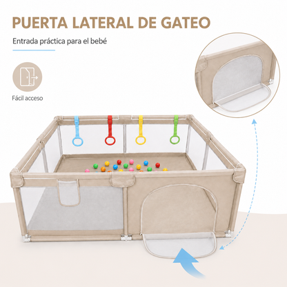 Corral de Juegos Grande 2,00 × 1,80 m con 30 Pelota y 4 Agarraderas