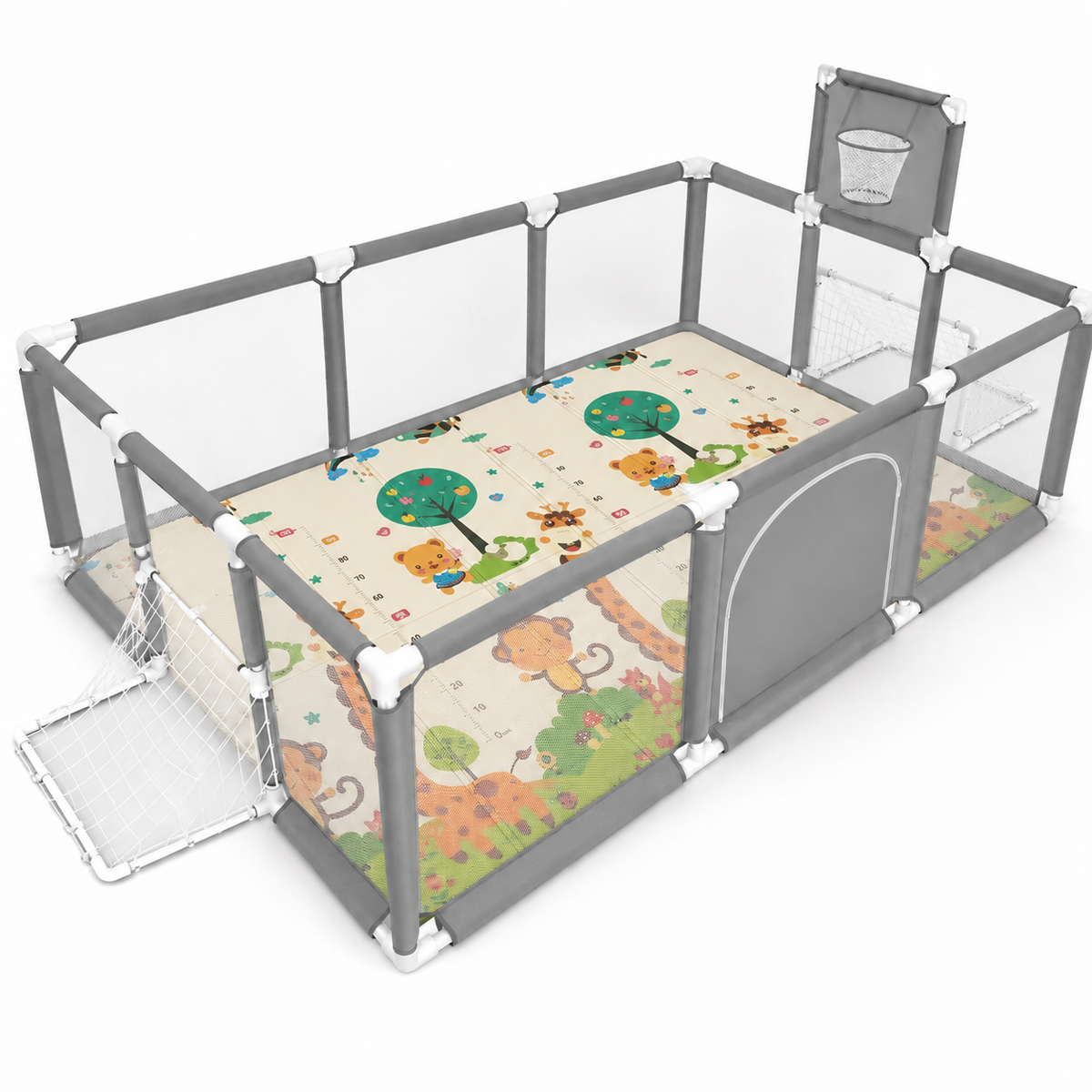 Corral de Juegos Premium 180x120 cm + Tapete Extra Grueso 1 cm + 30 Pelotas + Canasta