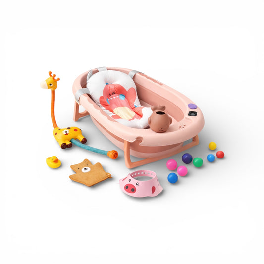 Combo Bañera Plegable Ballena Con Termómetro + Ducha Eléctrica y Accesorios
