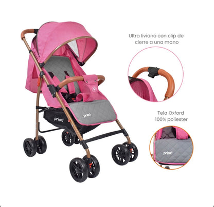 Coche paseador Priori Park Liviano y Reclinable Para Bebé.