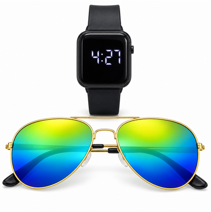 😎 Set infantil de gafas aviador + reloj digital