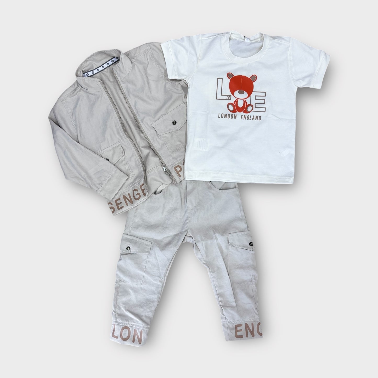 Conjunto 3 Piezas Cargo Beige Claro