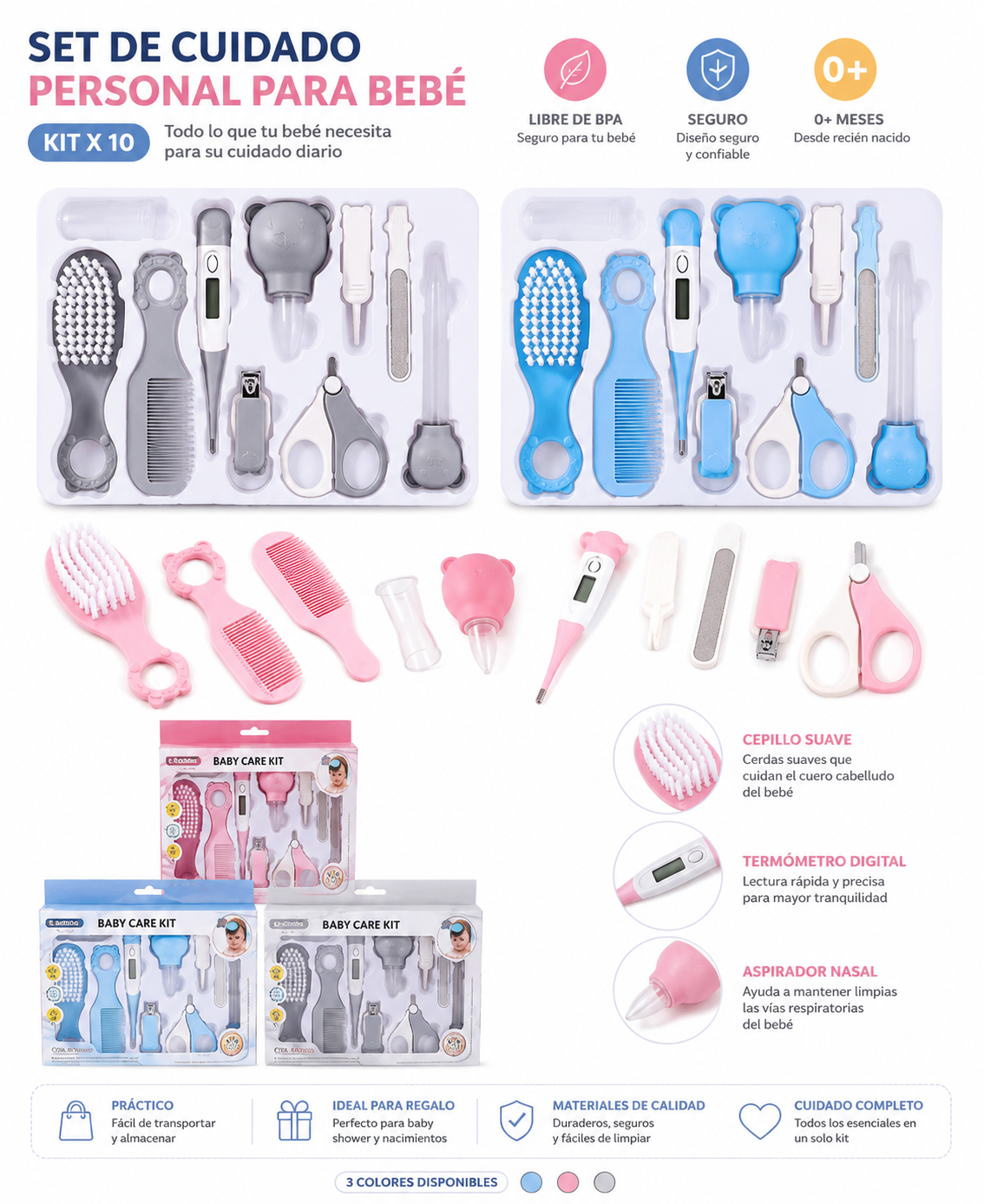 Set de Cuidado Personal para Bebé x10 | Kit de Higiene