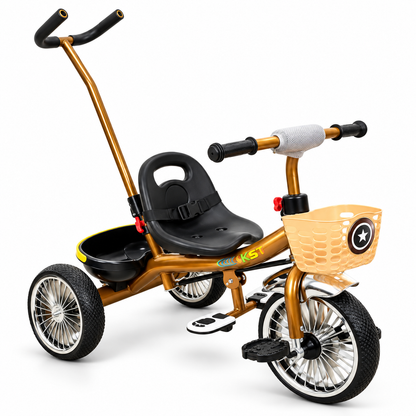 Triciclo paseador infantil con guía y canasta H-026-1
