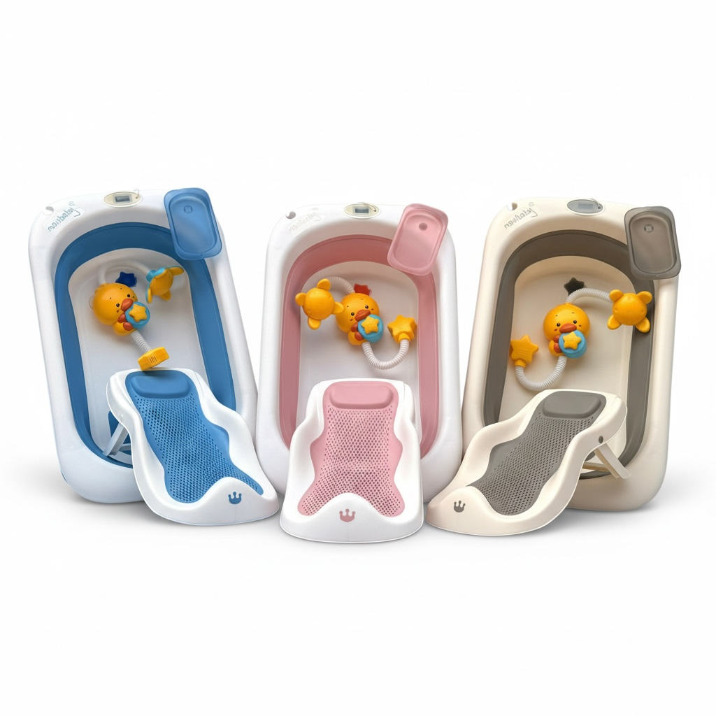 Combo Bañera Plegable, Extra Grande Con Soporte En Silicona y Ducha Eléctrica