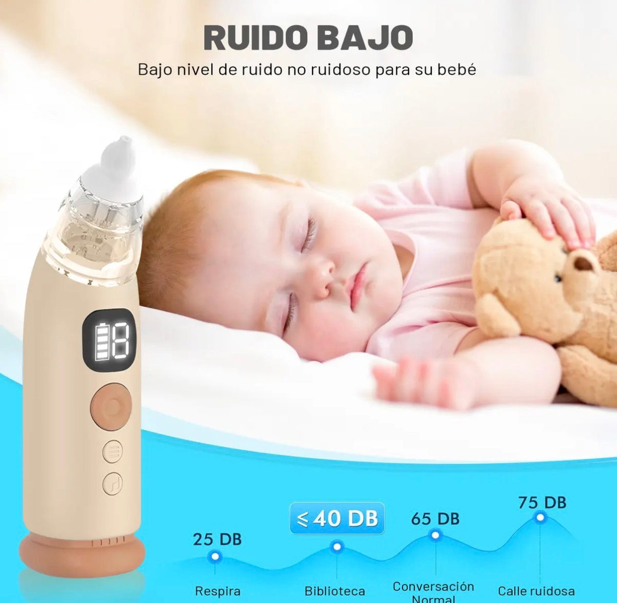 Aspirador Nasal Eléctrico para Bebé Recargable