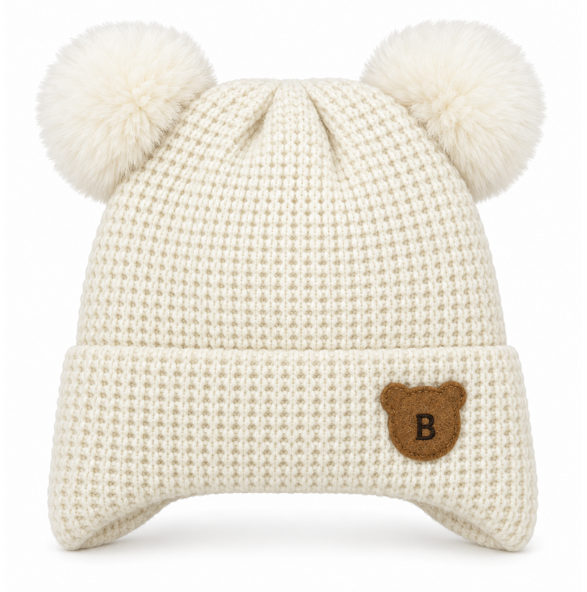 🧸 Gorro infantil tejido con dos pompones