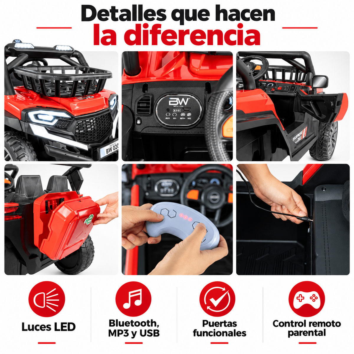 Carro Eléctrico Infantil Prinsel Super Trail 12V Rojo con Control Remoto | Con Llantas En Goma