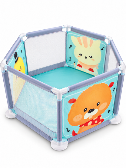 Corral de juegos hexagonal para bebé Vivakids – Animalitos 112 Cm