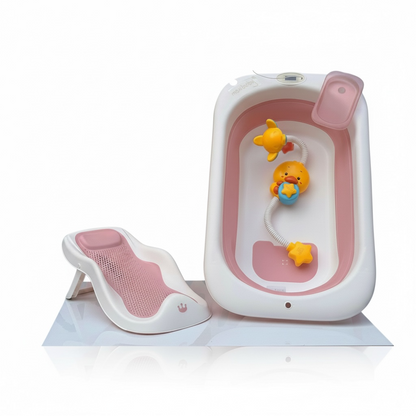 Combo Bañera Plegable, Extra Grande Con Soporte En Silicona y Ducha Eléctrica