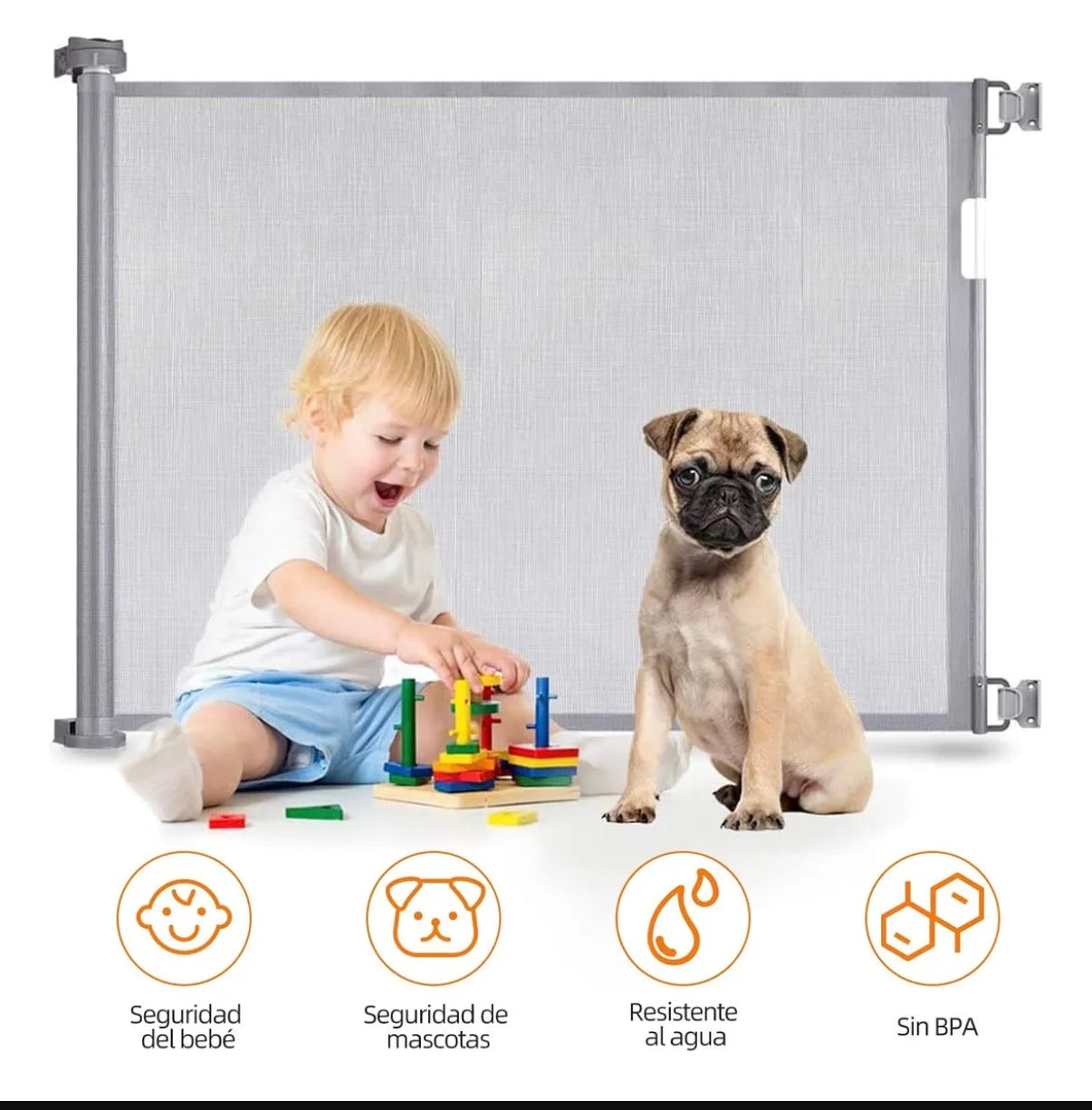 Barrera Puerta Retráctil Seguridad Para Bebes Niños