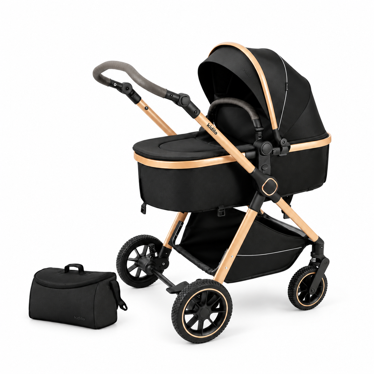 Coche Tipo Moisés Kidilo Con Mango Reversible y Doble Acolchado H6