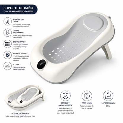 Soporte Para Bañera En Silicona para Bebé con Termómetro Digital