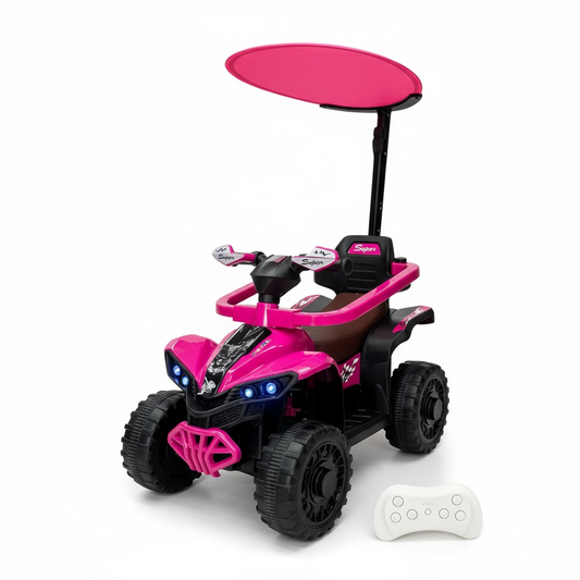 Carro Cuatrimoto Eléctrico Con Guía Dirigible, 2 Motores, Llantas En Goma, Control Remoto Recargable