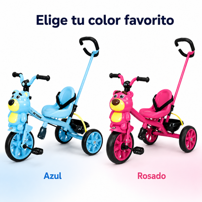 Triciclo Paseador Osito con Guía, Luces y Música