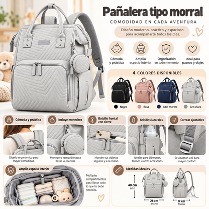🎒 Pañalera Tipo Morral con Monedero para Bebé 💕