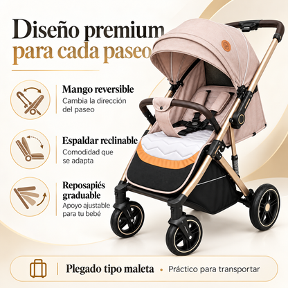 Coche Maleta River Plus Premium con Mango Reversible y Cubrepiés Con Llantas En Goma