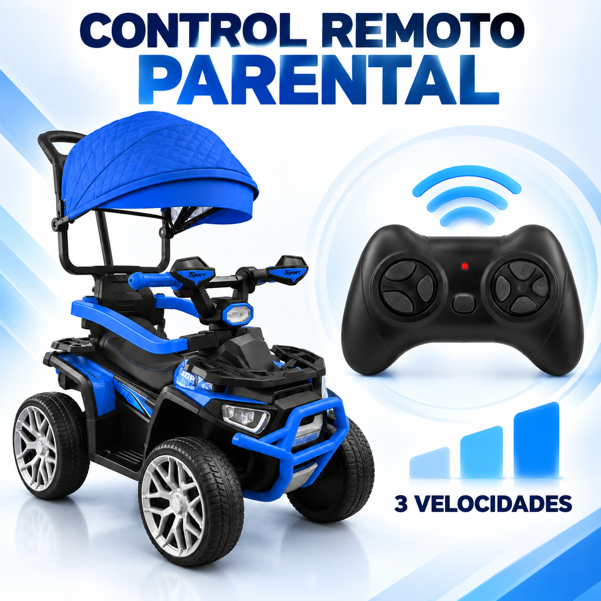 Cuatrimoto Eléctrica Infantil 6V Con Control Remoto, Llantas En Goma, 2 Motores y Asiento En Cuero