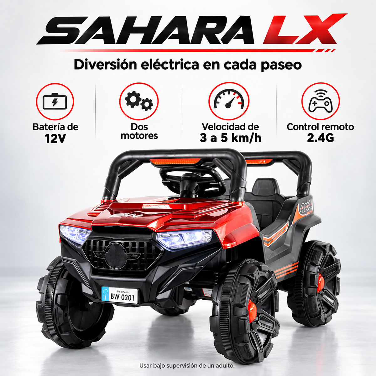 Carro Electrico Sahara Lx 12 V Con Control Remoto Rojo Marca Prinsel