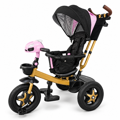 Triciclo Paseador Ebaby 360° Con Manubrio Reclinable con Bluetooth y Luces EB365R