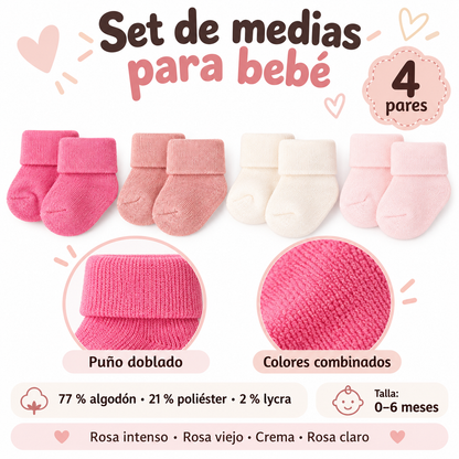 Set de 4 Pares de Medias para Bebé 💕