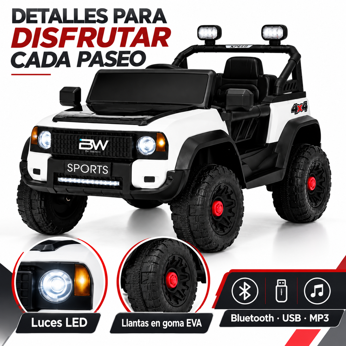 Carro Eléctrico Toyota, Con Control Remoto Llantas En Goma Eva y Bluetooth Marca Prinsel 12 Voltios