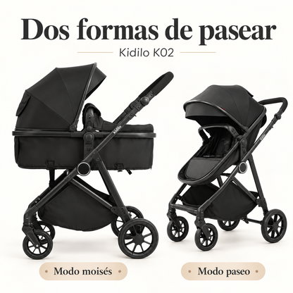 Coche Moisés Marca Kidilo K02 2 en 1 Con Pañalera