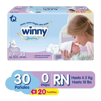 Pañal Winny Sensitive Etapa 0 x 30 unidades