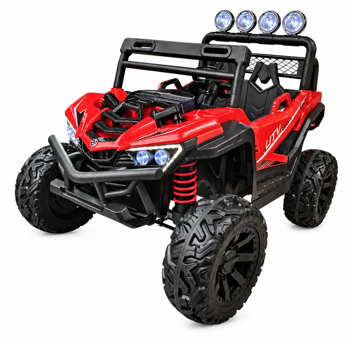 Carro eléctrico infantil Prinsel Distroyer 12V rojo con 4 motores y control Remoto De Dos Puestos