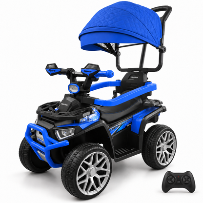Cuatrimoto Eléctrica Infantil 6V Con Control Remoto, Llantas En Goma, 2 Motores y Asiento En Cuero