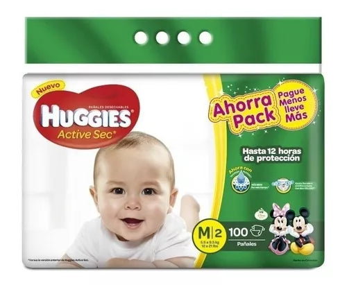 Pañal Huggies Active Sec Etapa 2 x 100 unidades