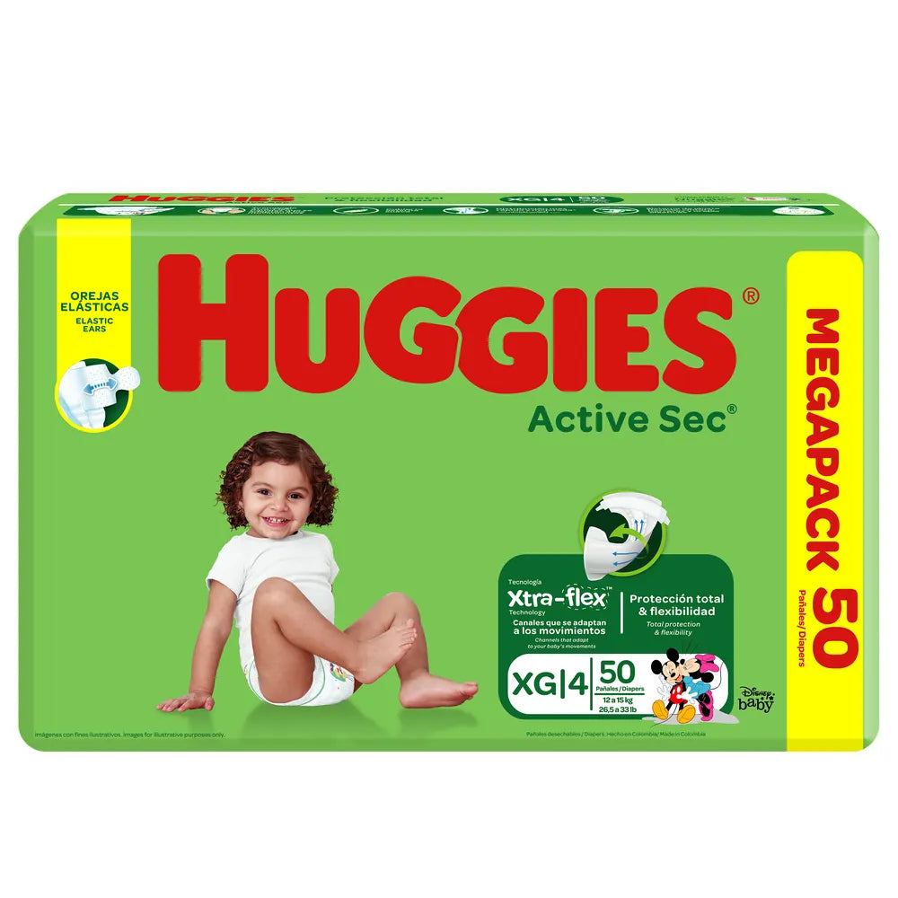 Pañal Huggies Active Sec Etapa 4 x 50 unidades