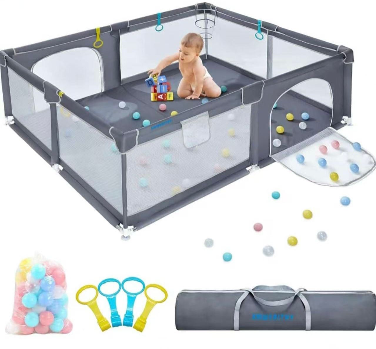 Corral De Juegos De Extra Grande 180x 200 Incluye Pelotas Solo Color Rosado