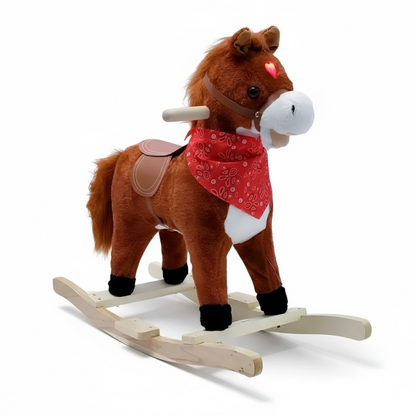 Caballo Mecedor De Peluche Con Base En Madera y Sonidos