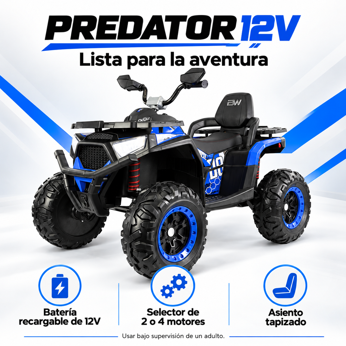 Cuatrimoto Eléctrica Prinsel Predator 12V con Control Remoto Y Llantas En Goma