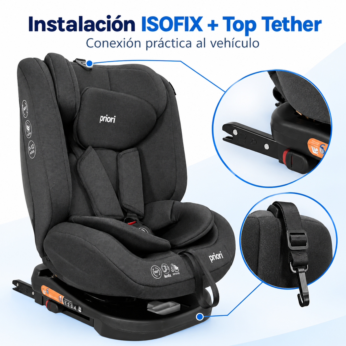 Silla de carro Priori First i-Size 360° ISOFIX