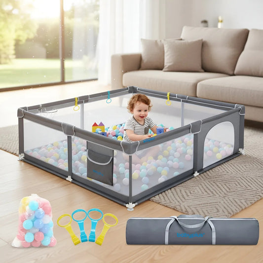 Corral De Juegos De Extra Grande 180x 200 Incluye Pelotas Solo Color Rosado