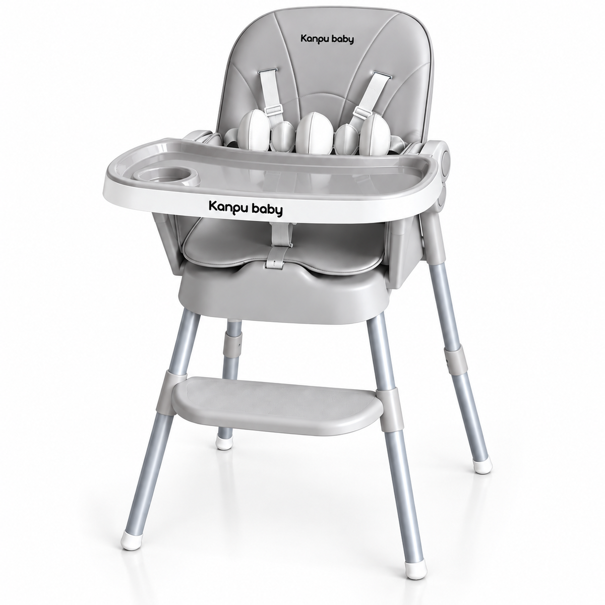 Comedor Para Bebe  Con Tela En Cuero y Doble Bandeja