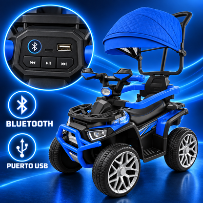 Cuatrimoto Eléctrica Infantil 6V Con Control Remoto, Llantas En Goma, 2 Motores y Asiento En Cuero