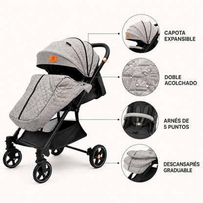 Coche Bebé Maleta y Mecedora 2 en 1 con Plegado Supercool