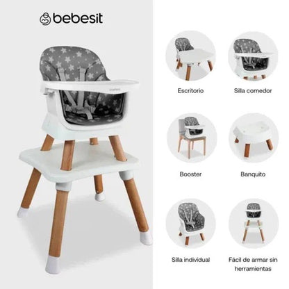 Silla Comedor Baby Elite Dinner 5 en 1 Bebesit Gris