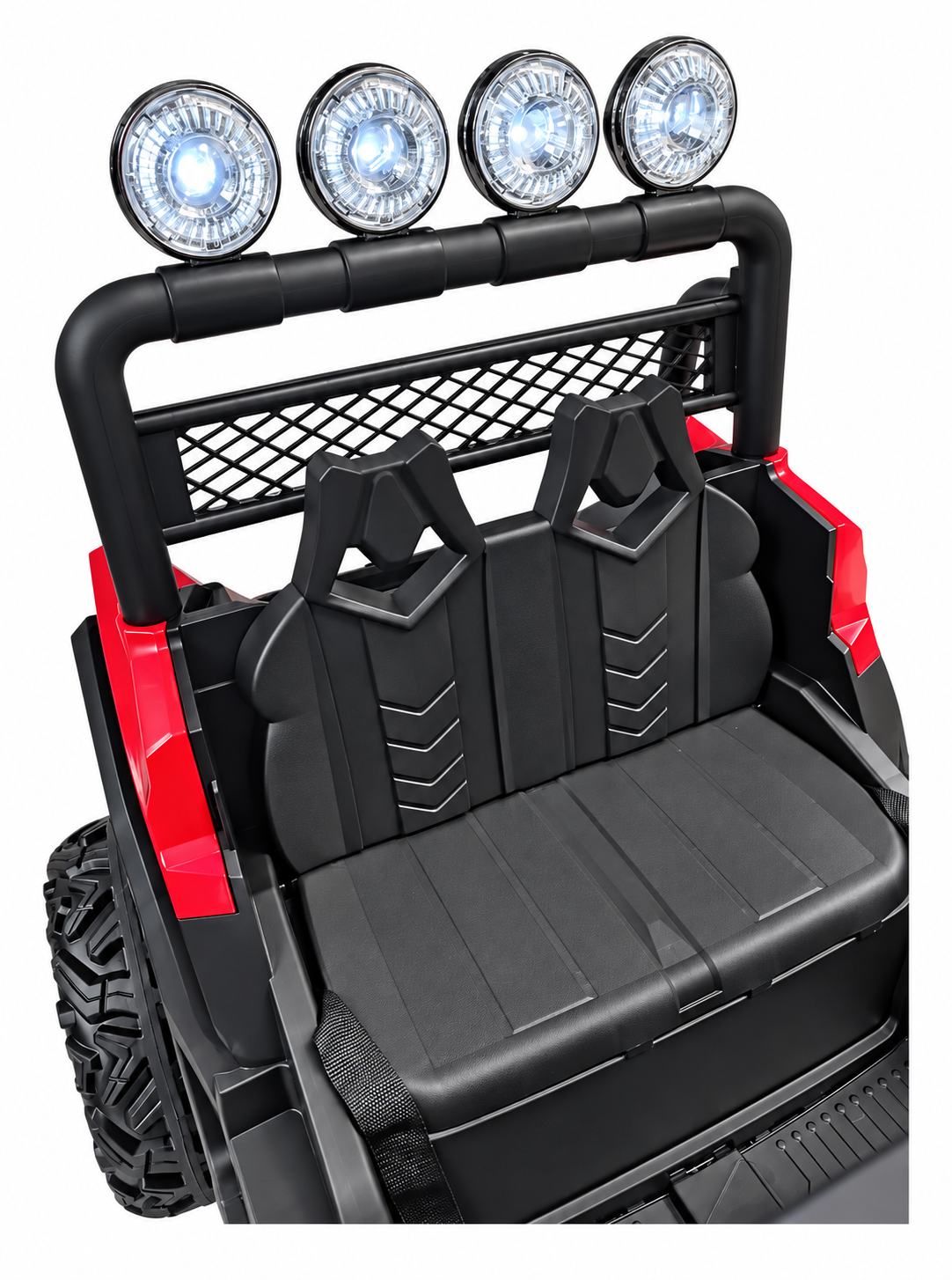 Carro eléctrico infantil Prinsel Distroyer 12V rojo con 4 motores y control Remoto De Dos Puestos