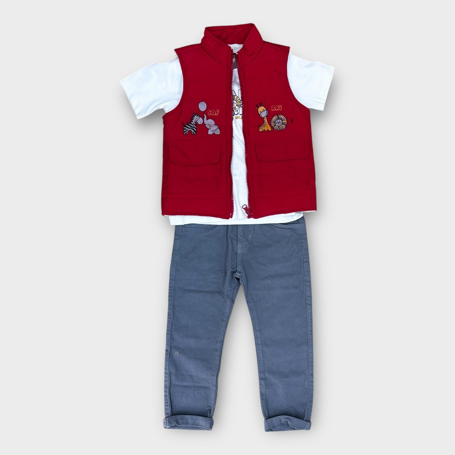 Conjunto 3 Piezas Chaleco Rojo