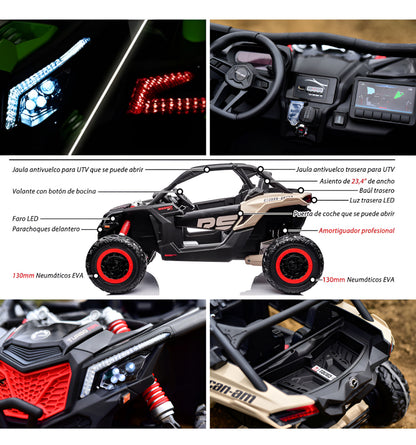Carro Eléctrico Super Can-am Maverick 4x4 Con Control Remoto 5 Motores Licenciado 24 Voltios