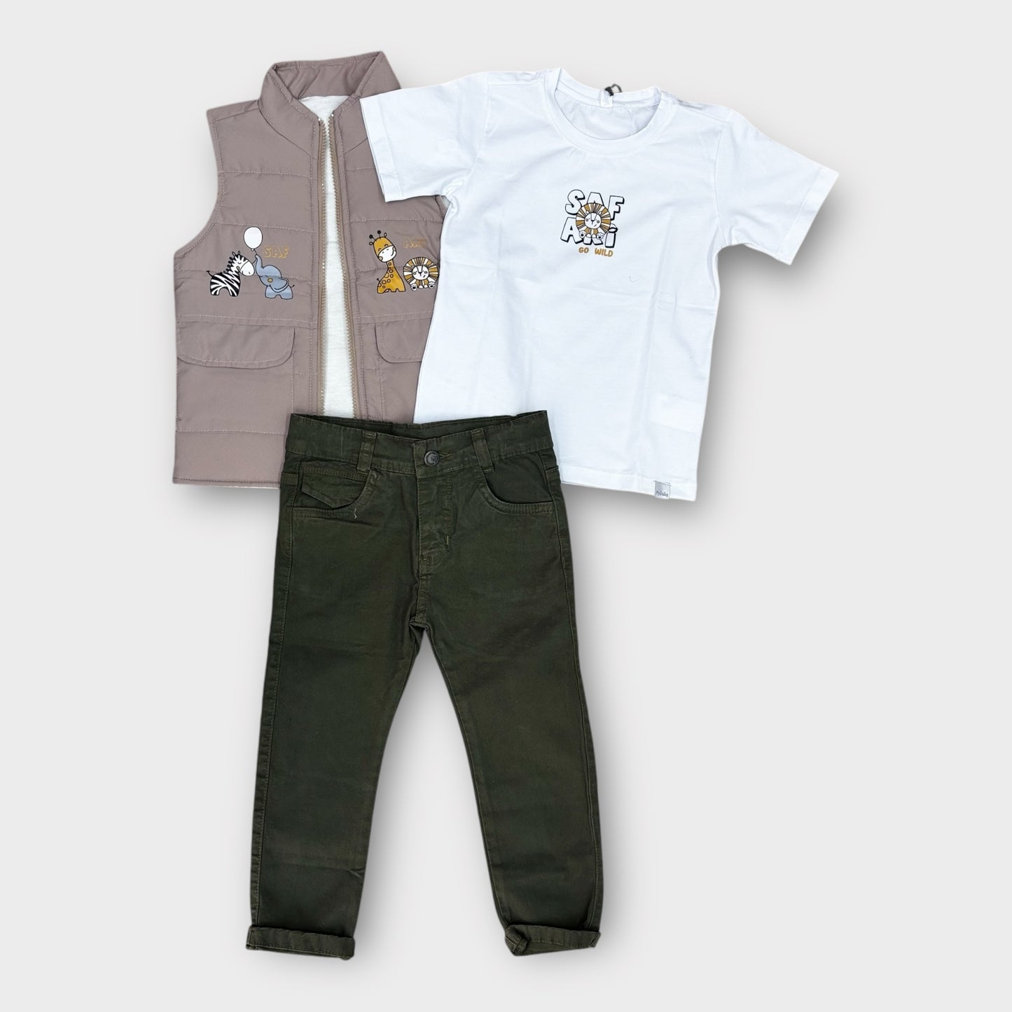 Conjunto 3 Piezas Chaleco Beige