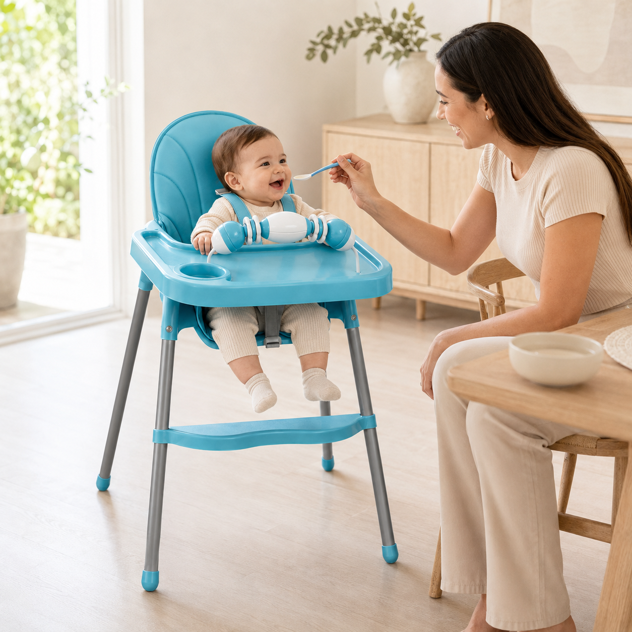 Silla Comedor para Bebé Sirius con Bandeja y Juguete Frontal