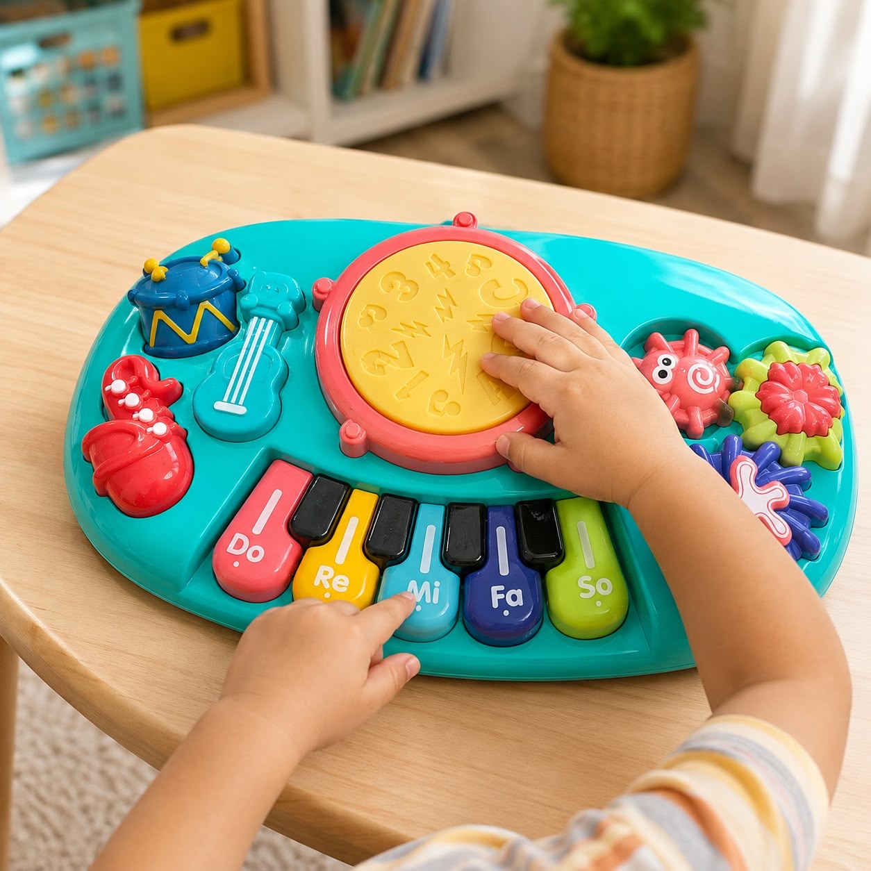 Teclado Musical Infantil CY-7073B con 5 Teclas, Sonidos, Melodías y Luces – Juguete de Actividades para Niños de 3 Años en Adelante