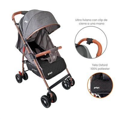 Coche paseador Priori Park Liviano y Reclinable Para Bebé.