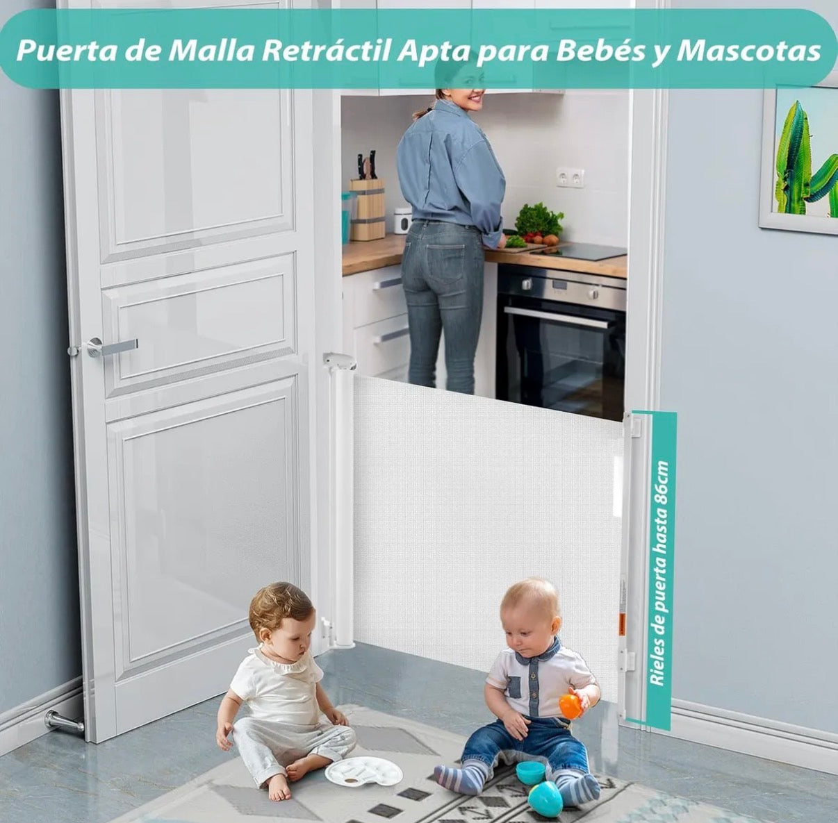 Barrera Puerta Retráctil Seguridad Para Bebes Niños